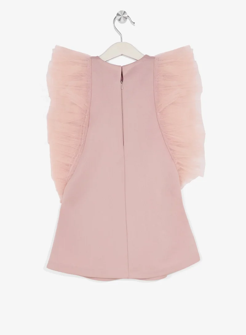 Little Golden Apple Little Ruffle Shoulder Dress